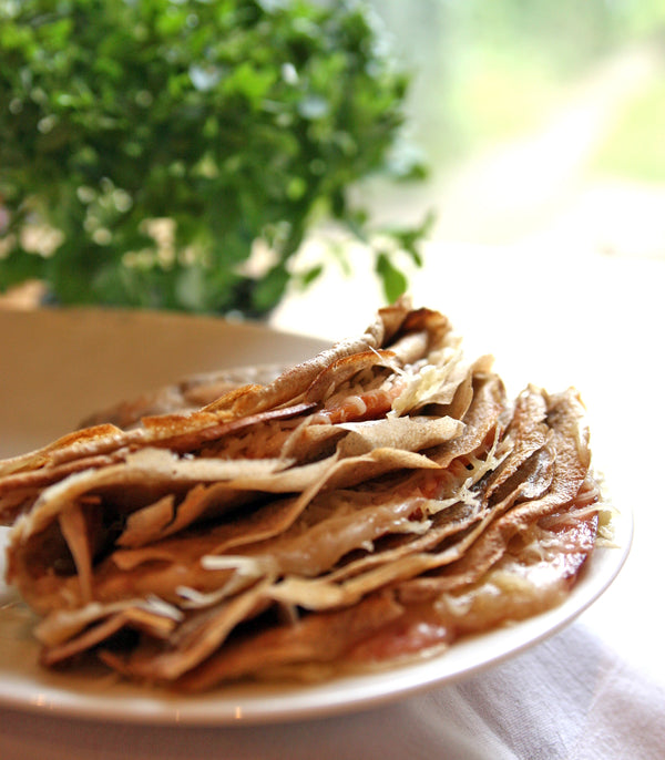 Buckwheat Crepes with Spinach and Mushrooms