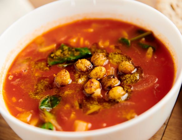 Orzo Soup with Crispy Garlic Chickpeas